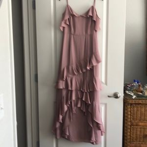 Mauve colored gown.